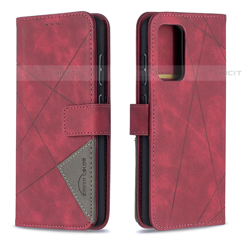 Coque Portefeuille Livre Cuir Etui Clapet B08F pour Samsung Galaxy A52 4G Rouge Plus