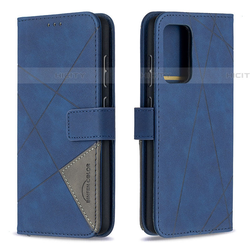 Coque Portefeuille Livre Cuir Etui Clapet B08F pour Samsung Galaxy A52 5G Bleu Plus