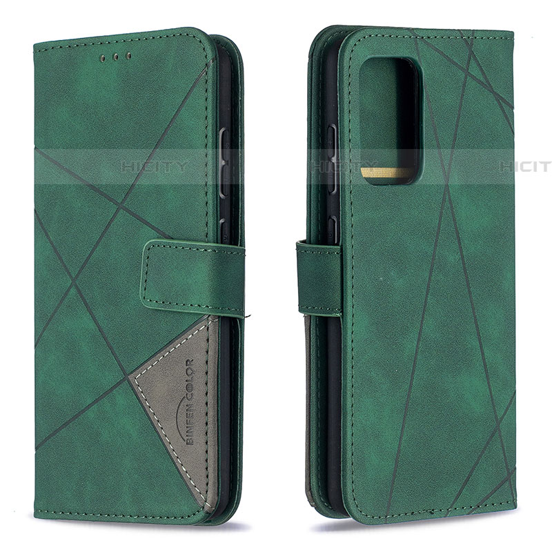 Coque Portefeuille Livre Cuir Etui Clapet B08F pour Samsung Galaxy A52 5G Vert Plus