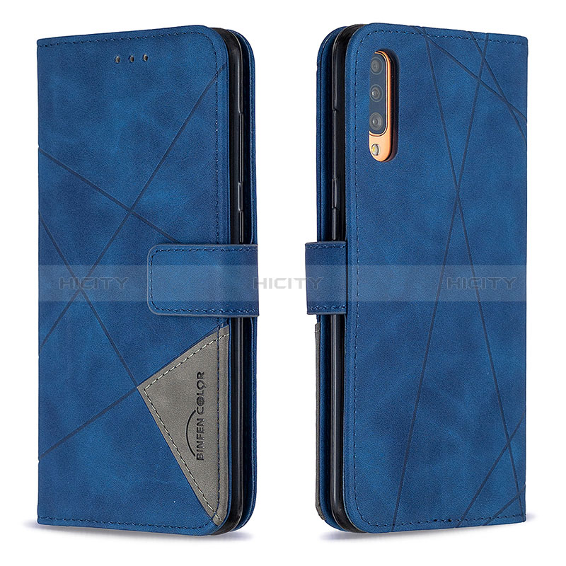 Coque Portefeuille Livre Cuir Etui Clapet B08F pour Samsung Galaxy A70 Bleu Plus