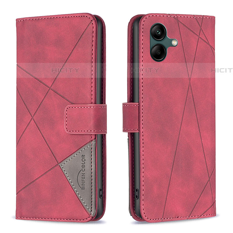 Coque Portefeuille Livre Cuir Etui Clapet B08F pour Samsung Galaxy F14 5G Rouge Plus