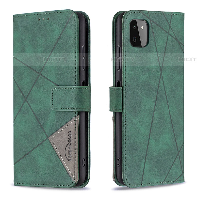 Coque Portefeuille Livre Cuir Etui Clapet B08F pour Samsung Galaxy F42 5G Vert Plus