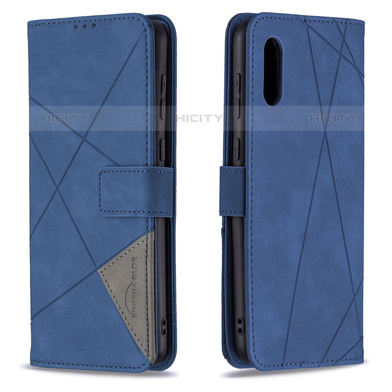 Coque Portefeuille Livre Cuir Etui Clapet B08F pour Samsung Galaxy M02 Bleu Plus