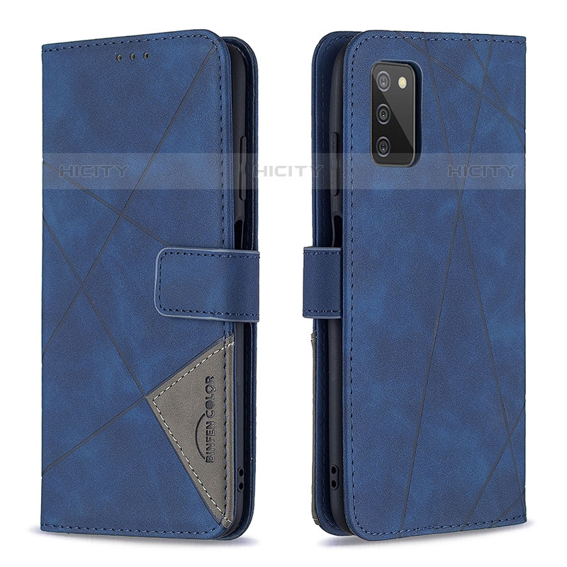 Coque Portefeuille Livre Cuir Etui Clapet B08F pour Samsung Galaxy M02s Bleu Plus