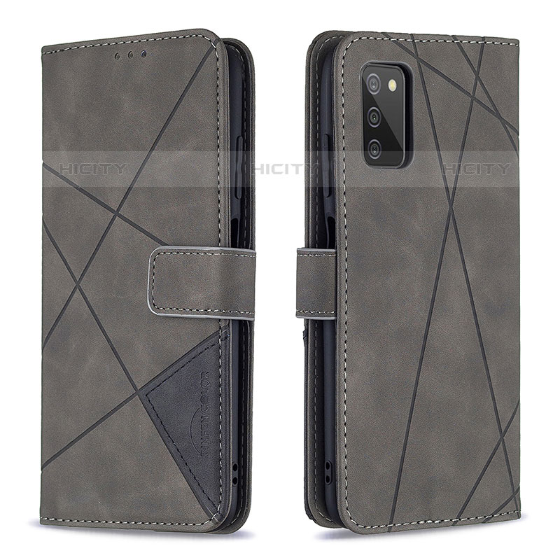 Coque Portefeuille Livre Cuir Etui Clapet B08F pour Samsung Galaxy M02s Gris Plus