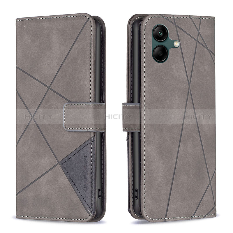 Coque Portefeuille Livre Cuir Etui Clapet B08F pour Samsung Galaxy M04 Gris Plus