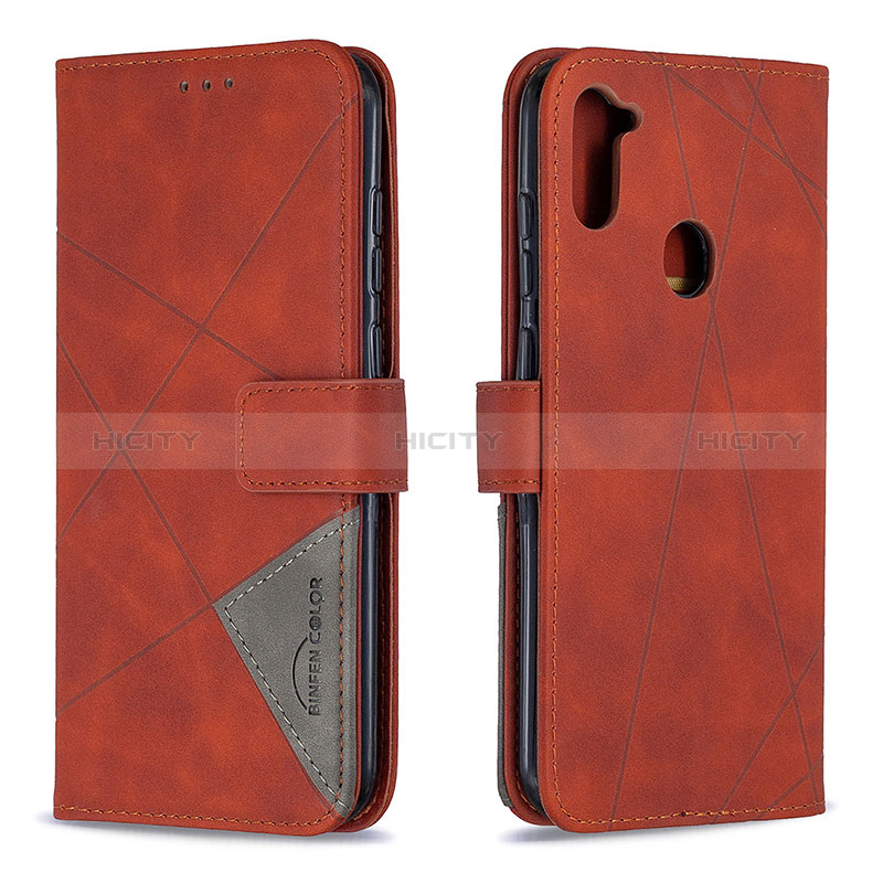 Coque Portefeuille Livre Cuir Etui Clapet B08F pour Samsung Galaxy M11 Orange Plus