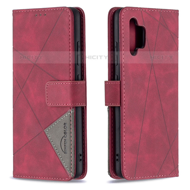 Coque Portefeuille Livre Cuir Etui Clapet B08F pour Samsung Galaxy M32 5G Rouge Plus