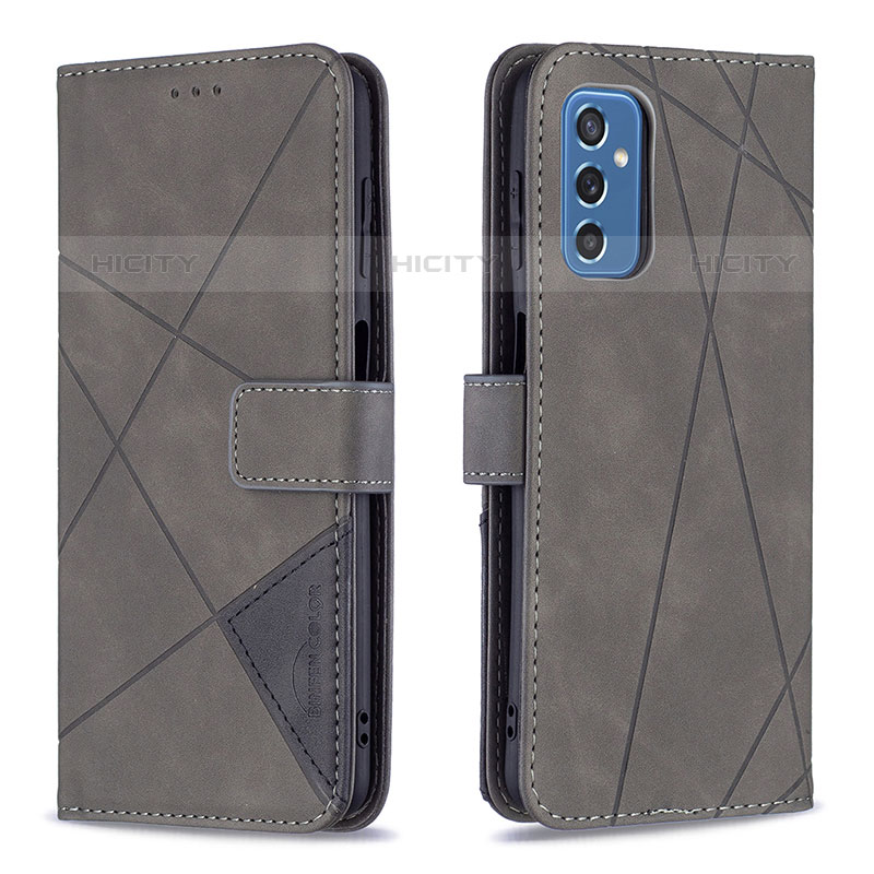 Coque Portefeuille Livre Cuir Etui Clapet B08F pour Samsung Galaxy M52 5G Gris Plus