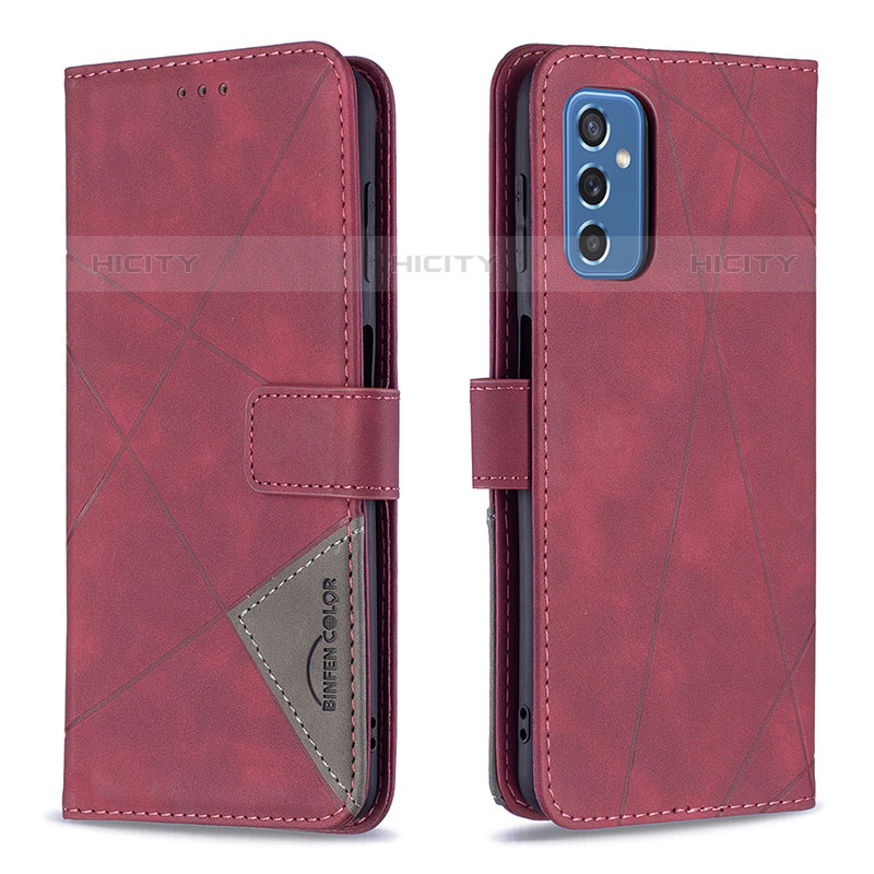 Coque Portefeuille Livre Cuir Etui Clapet B08F pour Samsung Galaxy M52 5G Rouge Plus