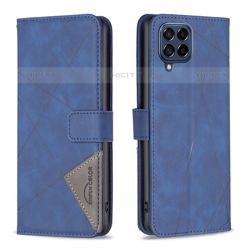 Coque Portefeuille Livre Cuir Etui Clapet B08F pour Samsung Galaxy M53 5G Bleu Plus