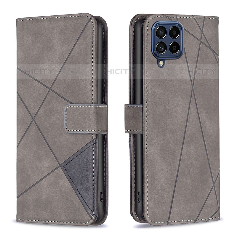 Coque Portefeuille Livre Cuir Etui Clapet B08F pour Samsung Galaxy M53 5G Gris Plus