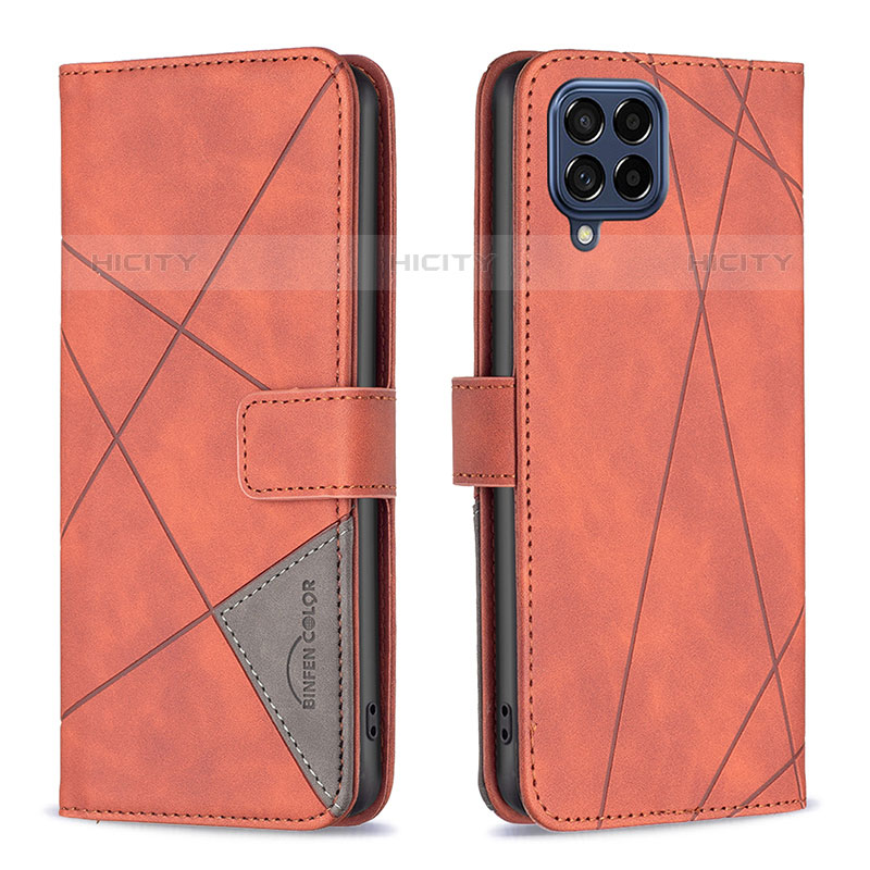 Coque Portefeuille Livre Cuir Etui Clapet B08F pour Samsung Galaxy M53 5G Orange Plus