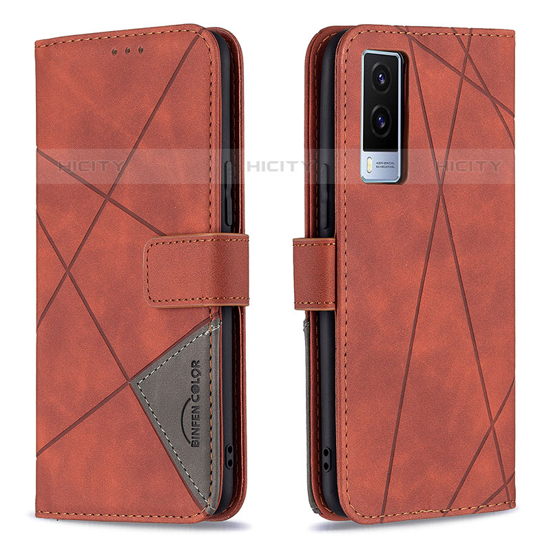 Coque Portefeuille Livre Cuir Etui Clapet B08F pour Vivo V21e 5G Orange Plus