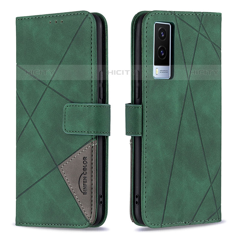 Coque Portefeuille Livre Cuir Etui Clapet B08F pour Vivo V21e 5G Vert Plus