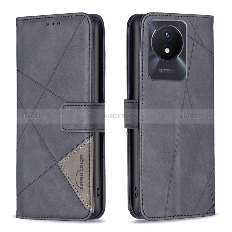 Coque Portefeuille Livre Cuir Etui Clapet B08F pour Vivo Y02A Noir Plus