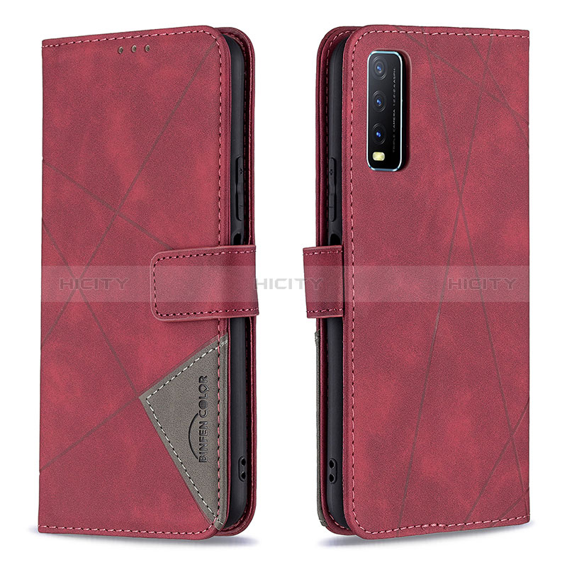 Coque Portefeuille Livre Cuir Etui Clapet B08F pour Vivo Y12G Rouge Plus