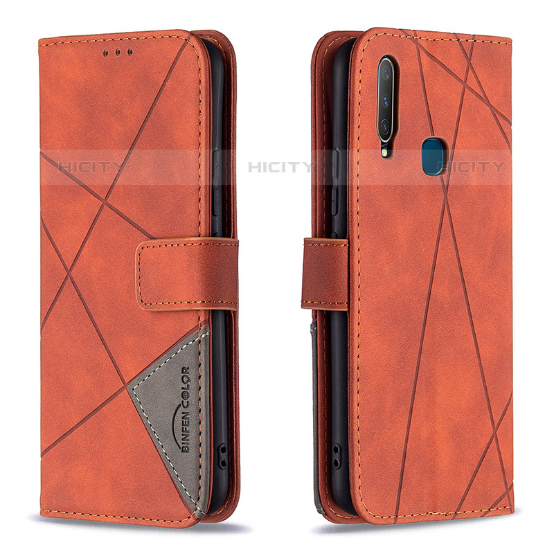 Coque Portefeuille Livre Cuir Etui Clapet B08F pour Vivo Y15 Orange Plus