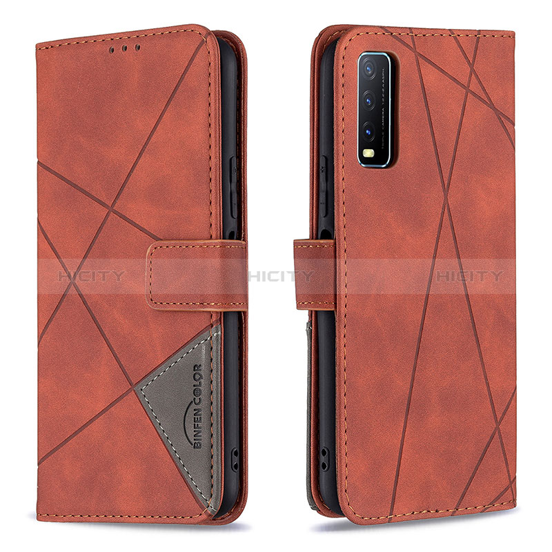 Coque Portefeuille Livre Cuir Etui Clapet B08F pour Vivo Y20 (2021) Orange Plus