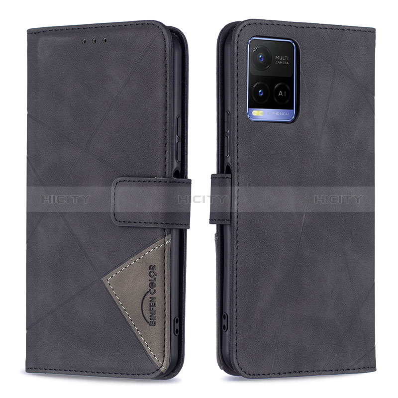 Coque Portefeuille Livre Cuir Etui Clapet B08F pour Vivo Y21 Noir Plus