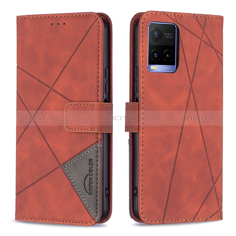 Coque Portefeuille Livre Cuir Etui Clapet B08F pour Vivo Y21 Orange Plus