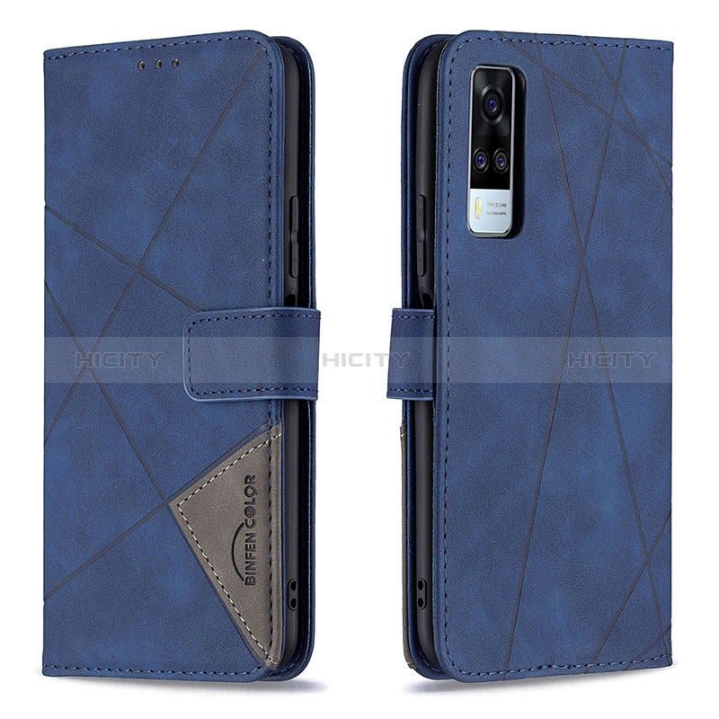 Coque Portefeuille Livre Cuir Etui Clapet B08F pour Vivo Y31 (2021) Bleu Plus