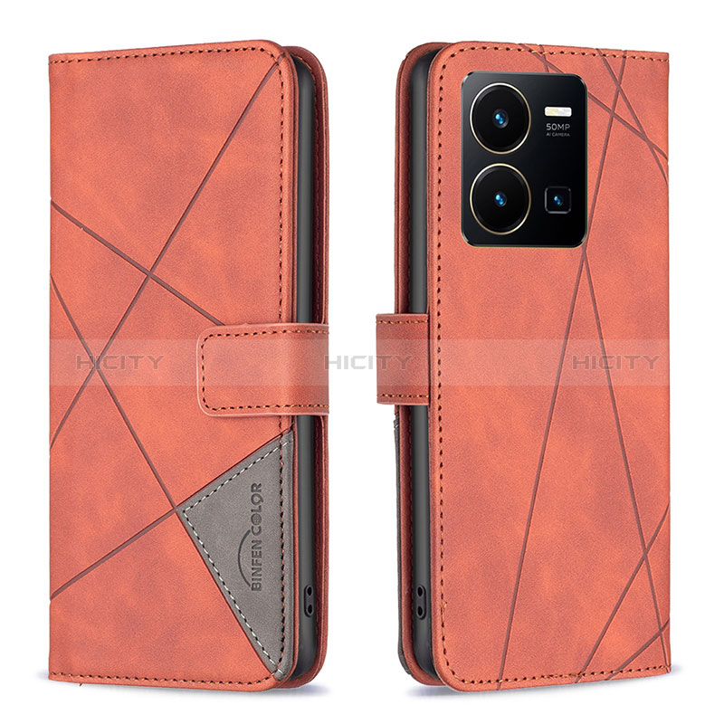 Coque Portefeuille Livre Cuir Etui Clapet B08F pour Vivo Y35 4G Orange Plus