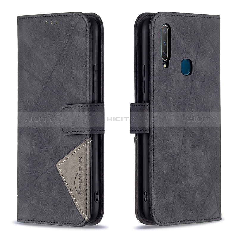 Coque Portefeuille Livre Cuir Etui Clapet B08F pour Vivo Y3s Noir Plus