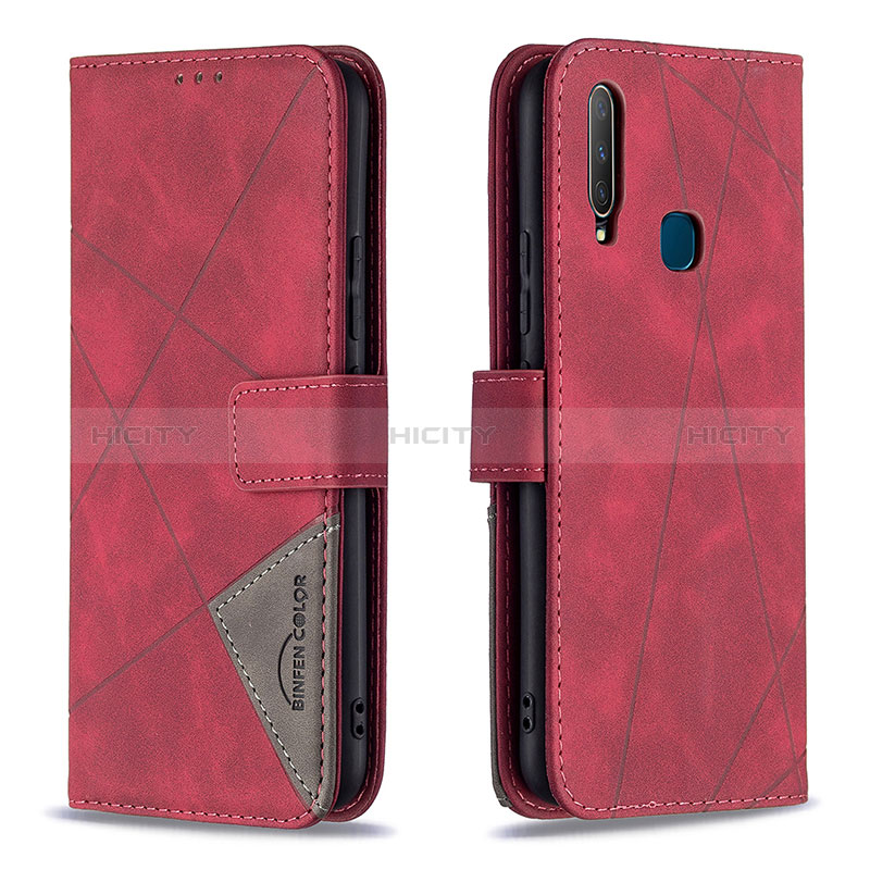 Coque Portefeuille Livre Cuir Etui Clapet B08F pour Vivo Y3s Rouge Plus