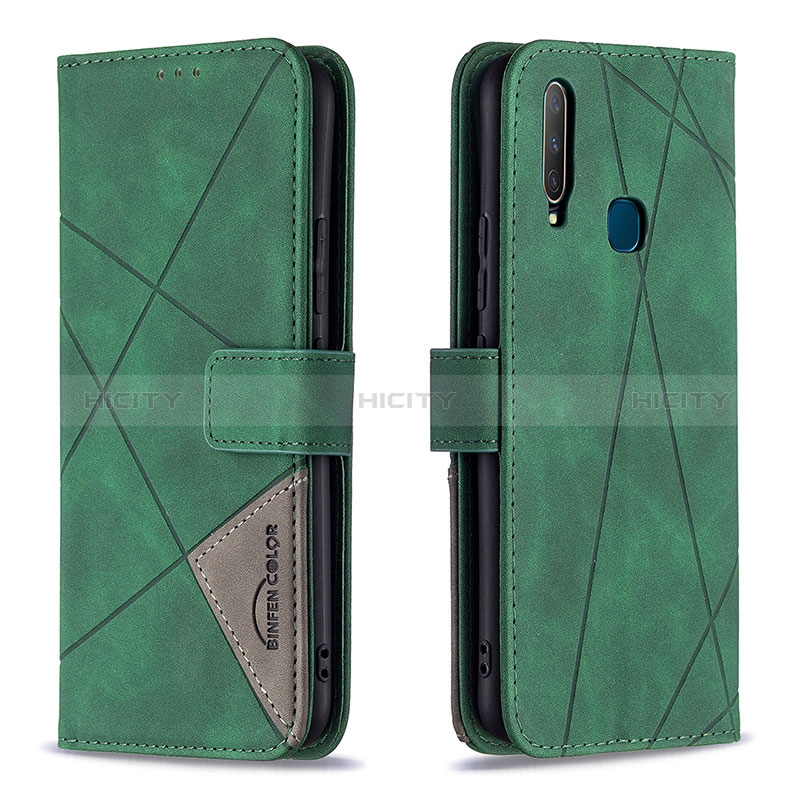 Coque Portefeuille Livre Cuir Etui Clapet B08F pour Vivo Y3s Vert Plus