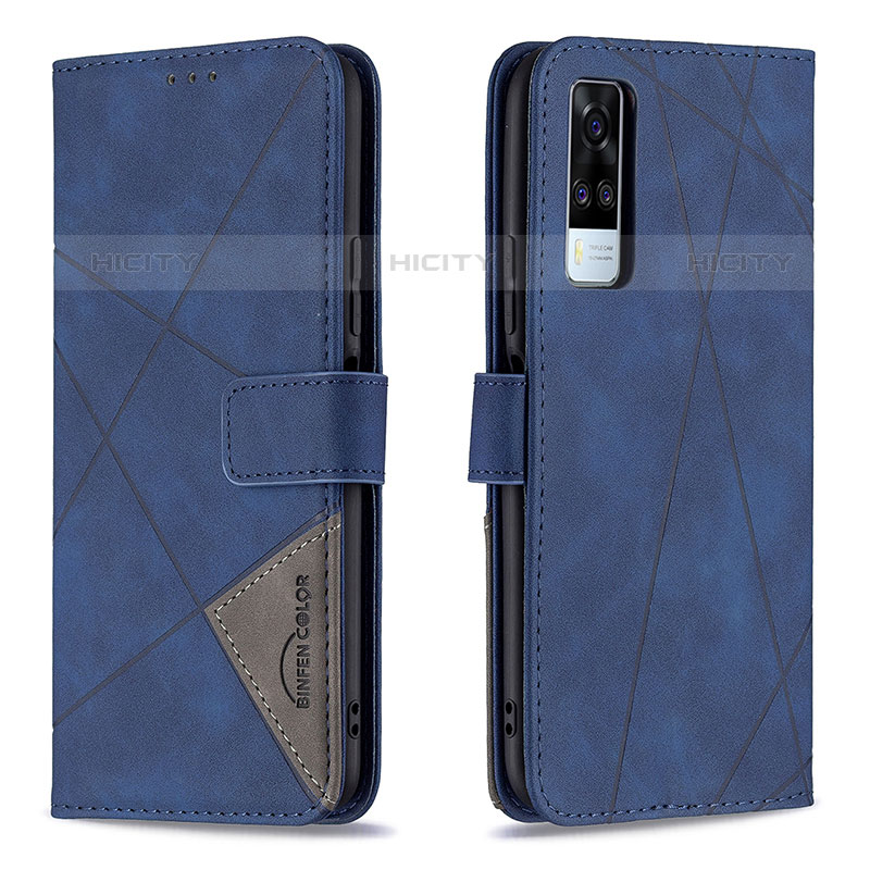 Coque Portefeuille Livre Cuir Etui Clapet B08F pour Vivo Y51A Bleu Plus