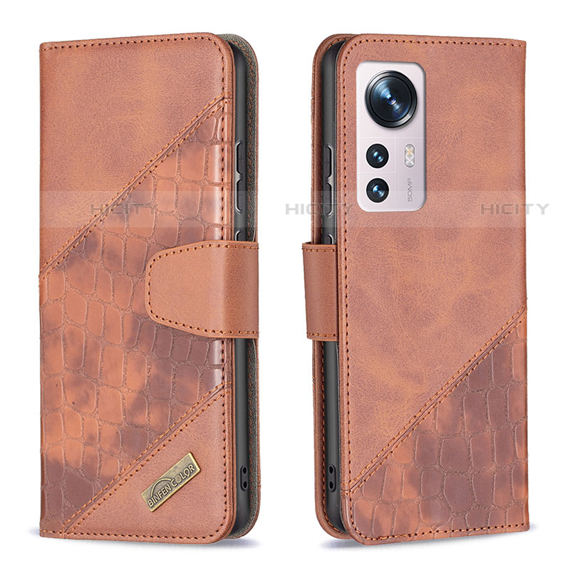 Coque Portefeuille Livre Cuir Etui Clapet B08F pour Xiaomi Mi 12X 5G Marron Plus