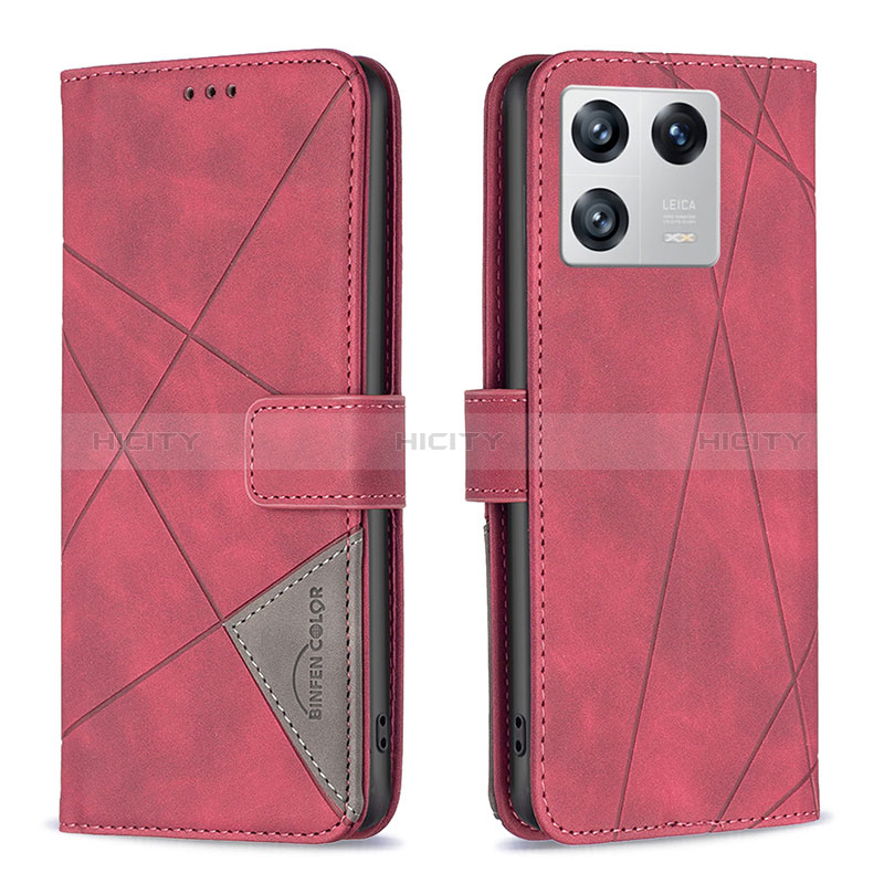 Coque Portefeuille Livre Cuir Etui Clapet B08F pour Xiaomi Mi 13 5G Rouge Plus