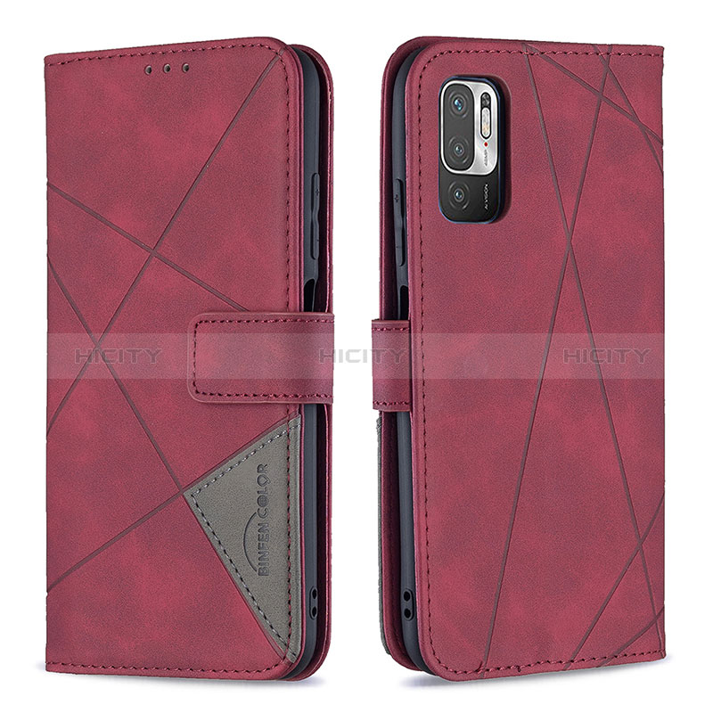 Coque Portefeuille Livre Cuir Etui Clapet B08F pour Xiaomi POCO M3 Pro 5G Rouge Plus