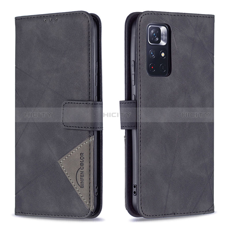 Coque Portefeuille Livre Cuir Etui Clapet B08F pour Xiaomi Poco M4 Pro 5G Noir Plus