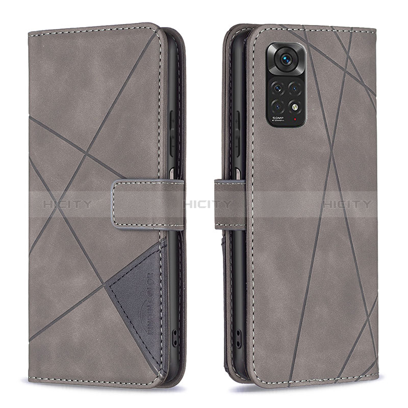 Coque Portefeuille Livre Cuir Etui Clapet B08F pour Xiaomi Redmi Note 11 4G (2022) Gris Plus