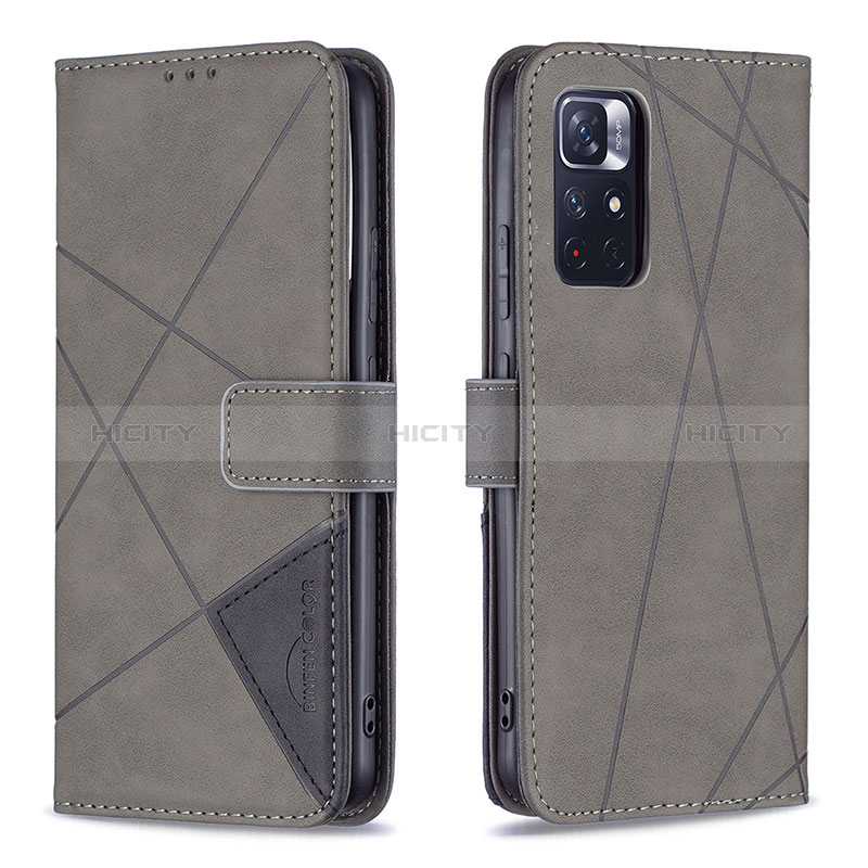 Coque Portefeuille Livre Cuir Etui Clapet B08F pour Xiaomi Redmi Note 11 5G Gris Plus