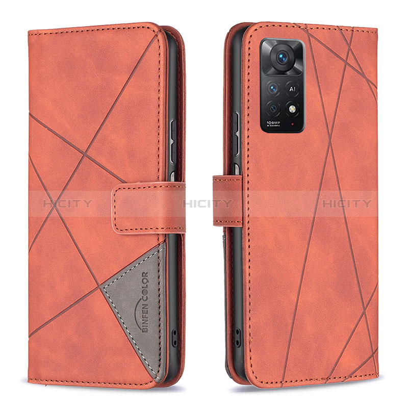 Coque Portefeuille Livre Cuir Etui Clapet B08F pour Xiaomi Redmi Note 11 Pro 5G Orange Plus