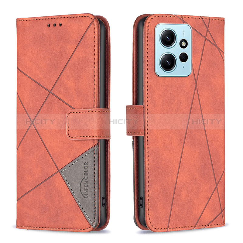 Coque Portefeuille Livre Cuir Etui Clapet B08F pour Xiaomi Redmi Note 12 4G Orange Plus