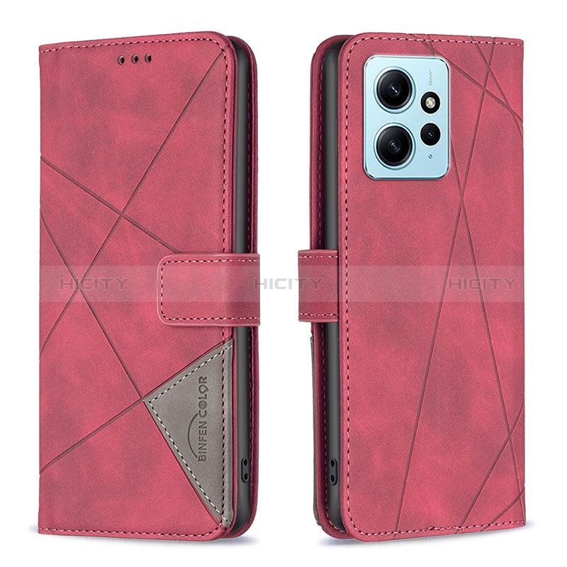 Coque Portefeuille Livre Cuir Etui Clapet B08F pour Xiaomi Redmi Note 12 4G Rouge Plus