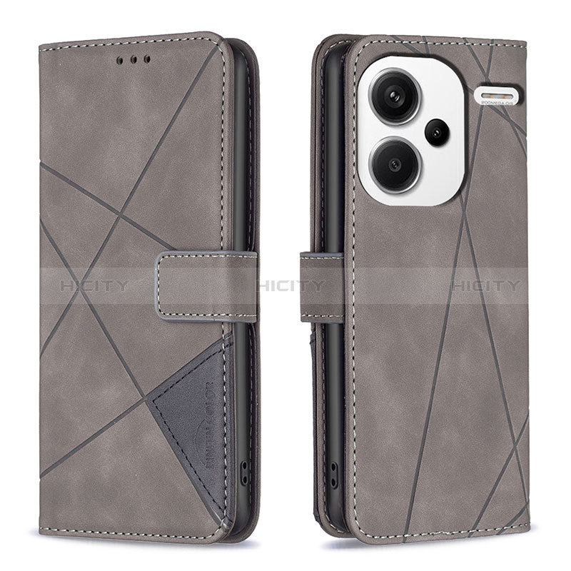 Coque Portefeuille Livre Cuir Etui Clapet B08F pour Xiaomi Redmi Note 13 Pro+ Plus 5G Gris Plus