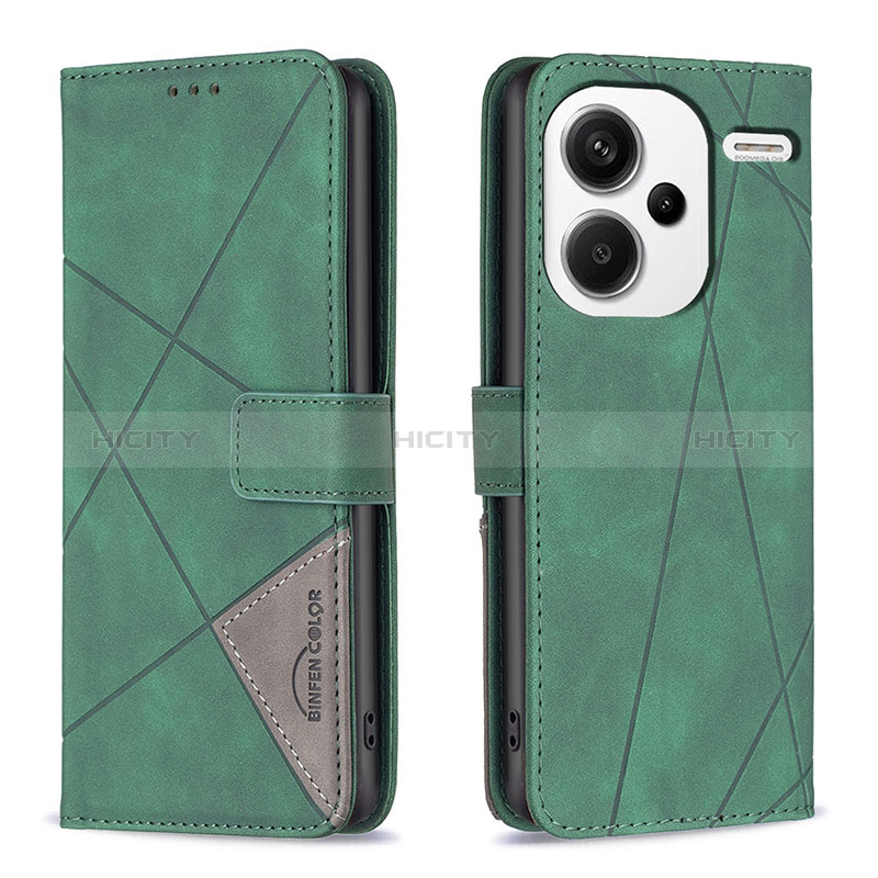 Coque Portefeuille Livre Cuir Etui Clapet B08F pour Xiaomi Redmi Note 13 Pro+ Plus 5G Vert Plus