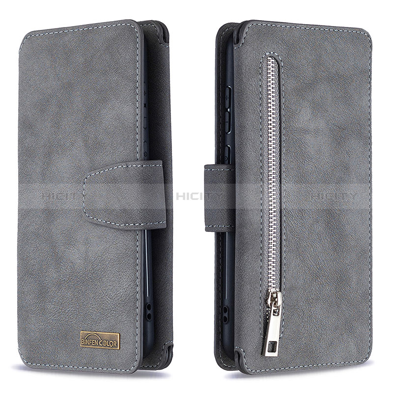 Coque Portefeuille Livre Cuir Etui Clapet B09F pour Samsung Galaxy M11 Gris Plus