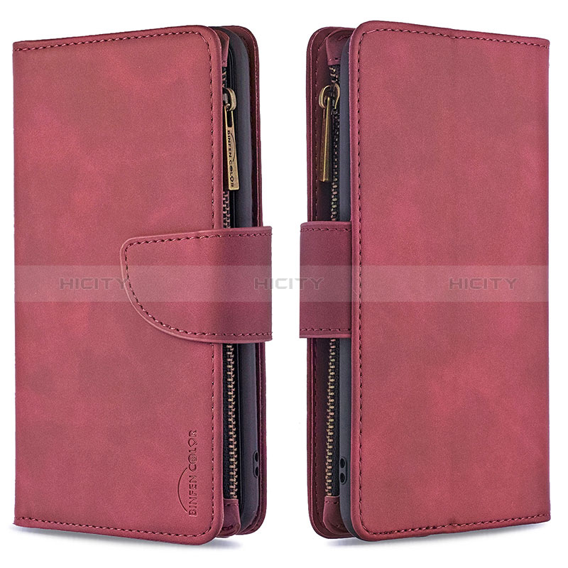 Coque Portefeuille Livre Cuir Etui Clapet B09F pour Xiaomi Poco X3 NFC Rouge Plus