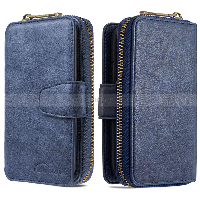 Coque Portefeuille Livre Cuir Etui Clapet B10F pour Samsung Galaxy A21 Bleu Plus