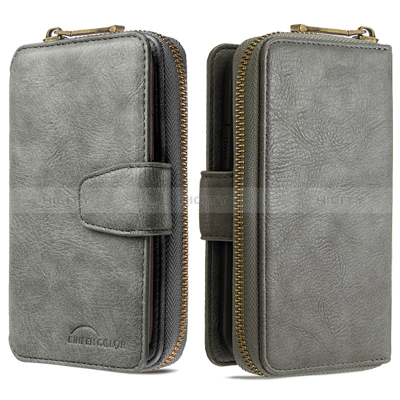 Coque Portefeuille Livre Cuir Etui Clapet B10F pour Samsung Galaxy M10S Gris Plus