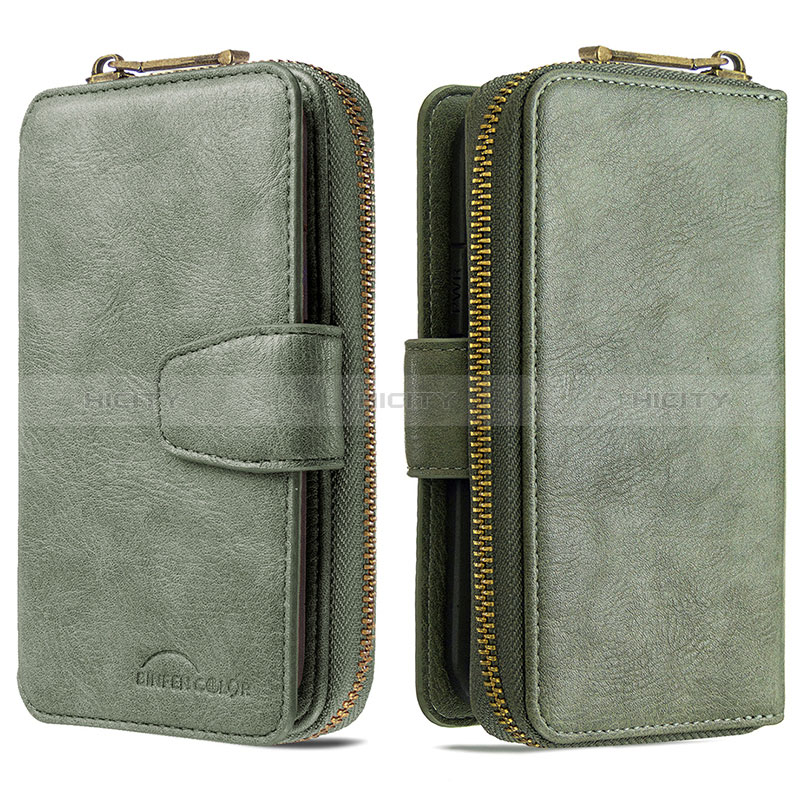 Coque Portefeuille Livre Cuir Etui Clapet B10F pour Samsung Galaxy M60s Vert Plus