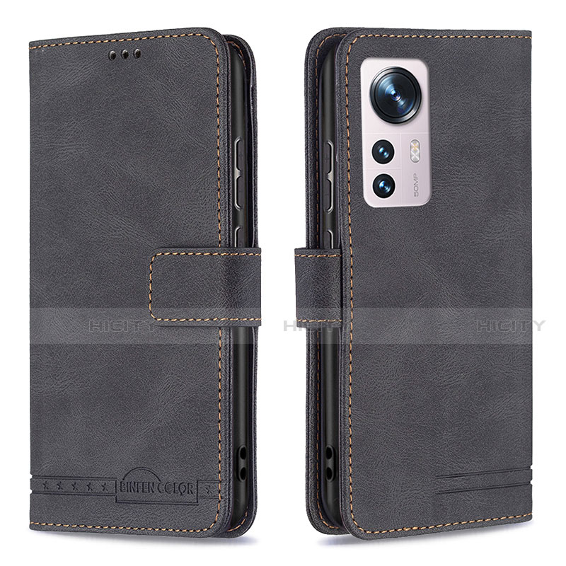 Coque Portefeuille Livre Cuir Etui Clapet B10F pour Xiaomi Mi 12 5G Noir Plus