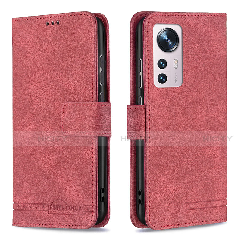 Coque Portefeuille Livre Cuir Etui Clapet B10F pour Xiaomi Mi 12 5G Rouge Plus