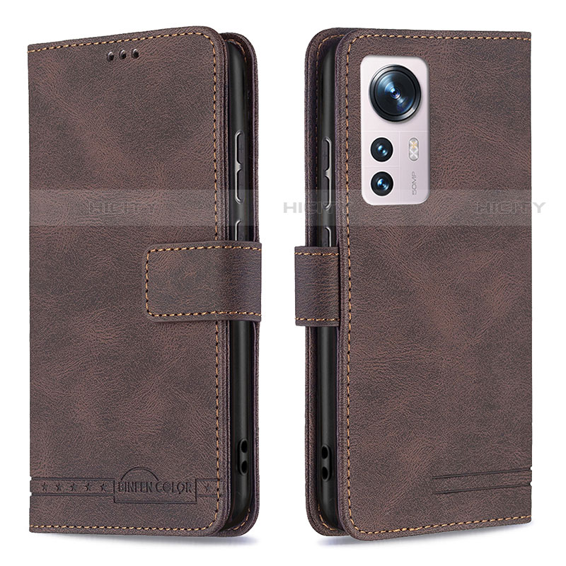 Coque Portefeuille Livre Cuir Etui Clapet B10F pour Xiaomi Mi 12X 5G Marron Plus